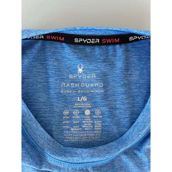 Spyder mens rash guard shirt size L blue long sleeve swim surf - Picture 7 of 10